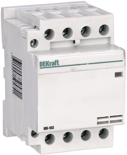 Контактор модульный DEKraft МК-103 3п 4НЗ 32А 230В АС картинка